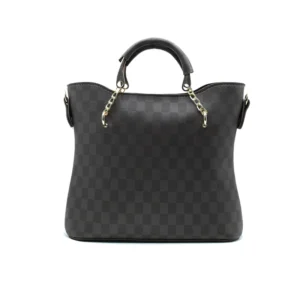 Luxeira Dark Brown Checkered Tote Handbag for Women