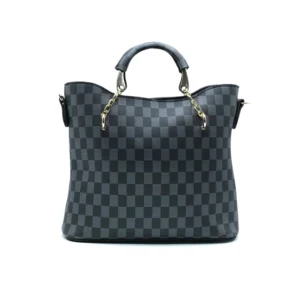 Luxeira Black Checkered Tote Handbag for Women